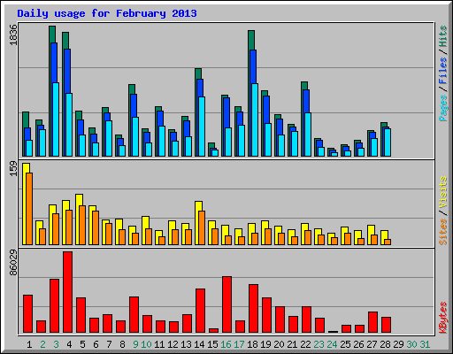 Daily usage for February 2013