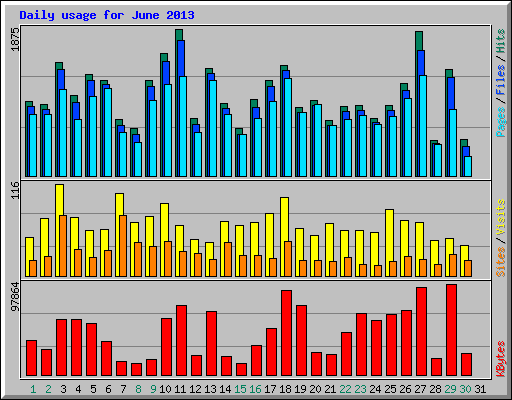 Daily usage for June 2013