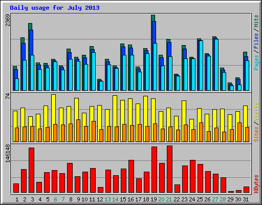 Daily usage for July 2013