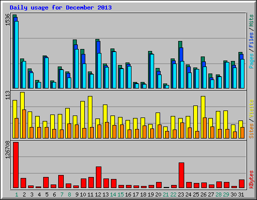 Daily usage for December 2013