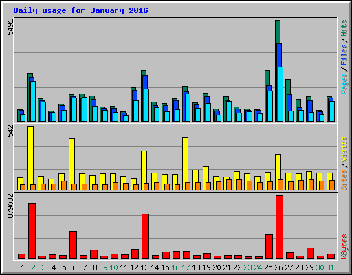 Daily usage for January 2016