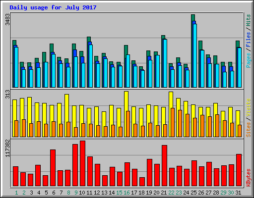 Daily usage for July 2017