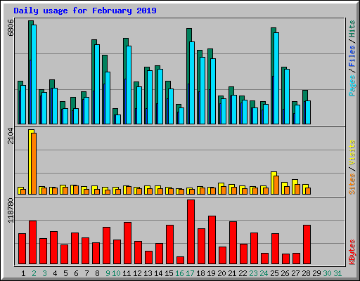 Daily usage for February 2019