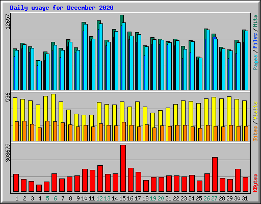 Daily usage for December 2020