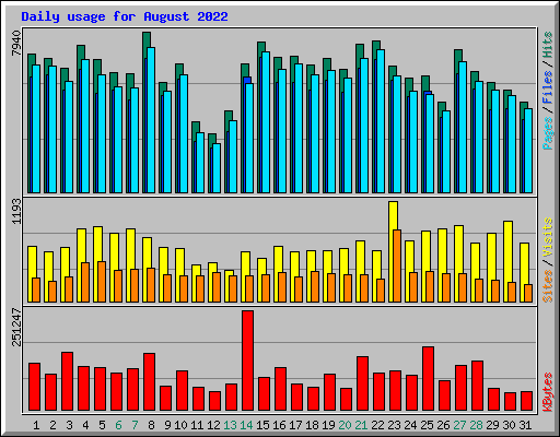 Daily usage for August 2022