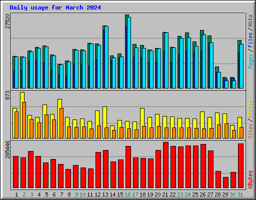 Daily usage for March 2024