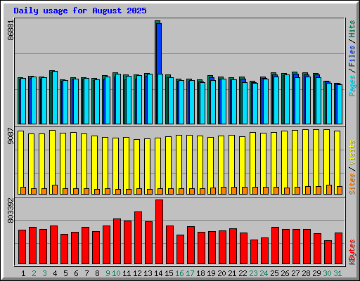 Daily usage for August 2025