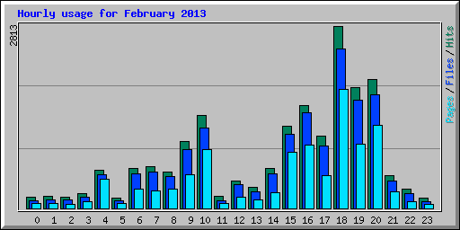 Hourly usage for February 2013
