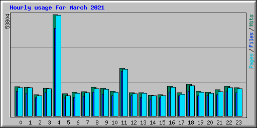 Hourly usage for March 2021